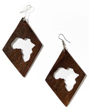 Diamond African Map Earring