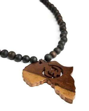 Light Wood African Map Necklace